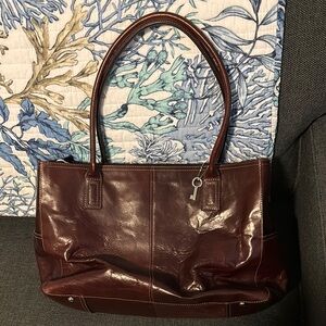Fossil laptop bag. Good condition. Elegant Brown Leather Tote Bag